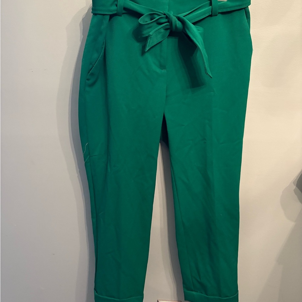 Emerald Green Petite Tie Waist Pants: The Loft